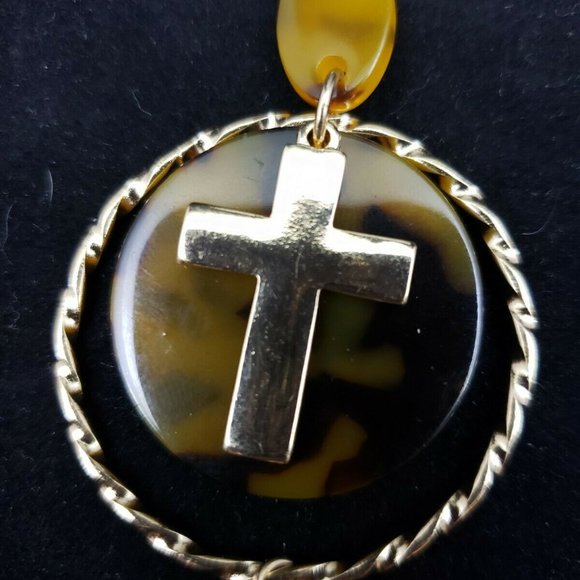 C1946 Cross, Calico and Rose Gold Tone Necklace - Picture 5 of 9